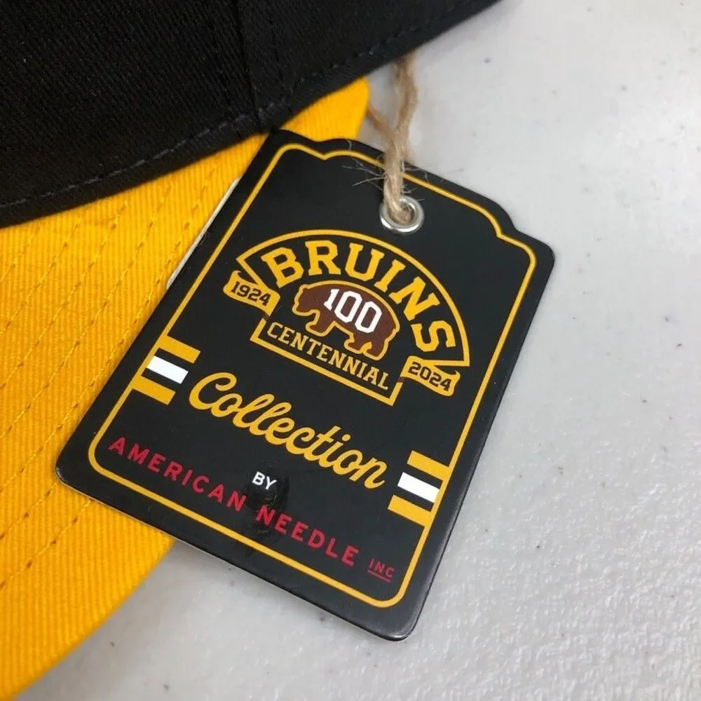 Boston Bruins Hat Black Centennial American Needle Blockhead‎ Snapback Cap 100th